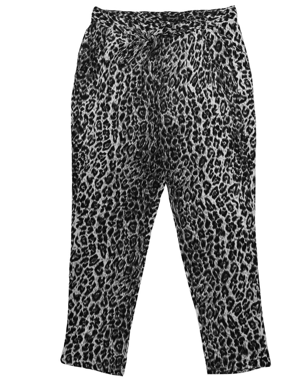 Y2K Leopard Print Pants Women Large Black White Silky Relaxed Animal Print